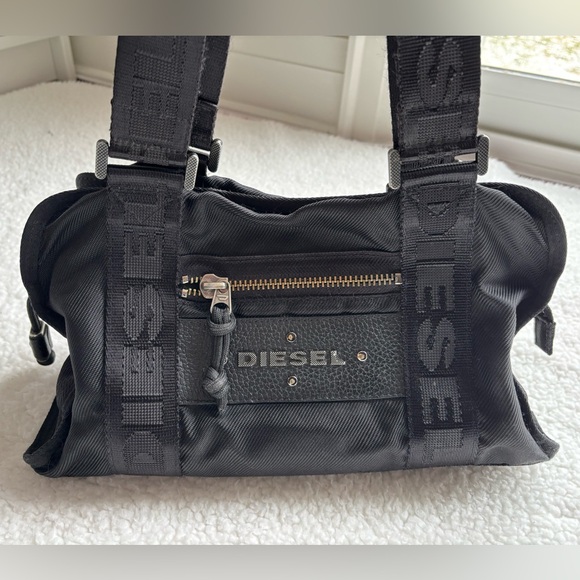 Diesel Other - Diesel Vintage Y2K Black Logo Nylon Shoulder Bag with Leather Handles